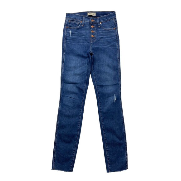 Madewell 10” High Rise Skinny Jeans Exposed Button Fly Raw Hem Women’s Size 26 - Picture 4 of 13